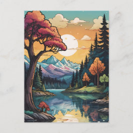 Bezaubernde Seepromenade Ruhe Sonnenuntergang Land Feiertagspostkarte