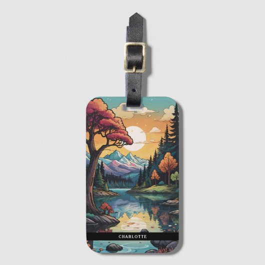 Bezaubernde Seepromenade Ruhe Sonnenuntergang Land Gepäckanhänger (Vorderseite Vertikal)