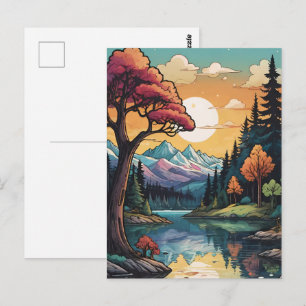 Bezaubernde Seepromenade Ruhe Sonnenuntergang Land Postkarte