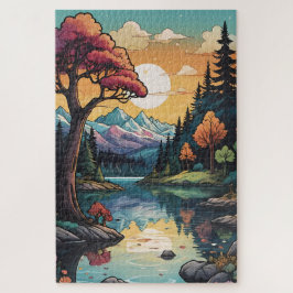 Bezaubernde Seepromenade Ruhe Sonnenuntergang Land Puzzle