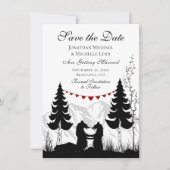 Bezaubernde Silhouette Mountain Bear Couple Weddin Save The Date (Vorderseite)