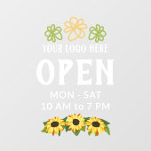 Bezaubernde Sonnenblumen Ihre Logoaufenthalte Fensteraufkleber (Blatt)