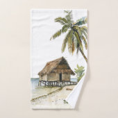Bezaubernde Strandlandschaft mit Wasserfarbe Badhandtuch Set (Handtuch)