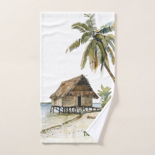 Bezaubernde Strandlandschaft mit Wasserfarbe Badhandtuch Set (Handtuch)