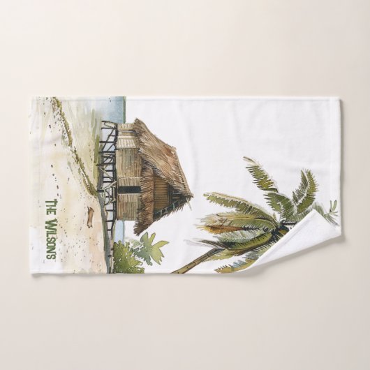 Bezaubernde Strandlandschaft mit Wasserfarbe Badhandtuch Set (Handtuch)