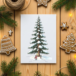 Bezaubernde Szene mit großem Baum - Süße Weihnacht Feiertagskarte
