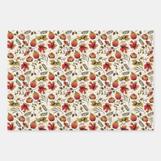 Bezaubernde Tiere aus Herbst und Winter-Wäldern Geschenkpapier Set (Vorderseite 2)