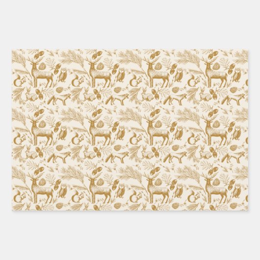 Bezaubernde Tiere aus Herbst und Winter-Wäldern Geschenkpapier Set (Vorderseite)