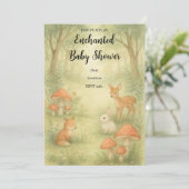 Bezaubernde Toadstool Forest Baby Dusche Einladung (Stehend Vorderseite)