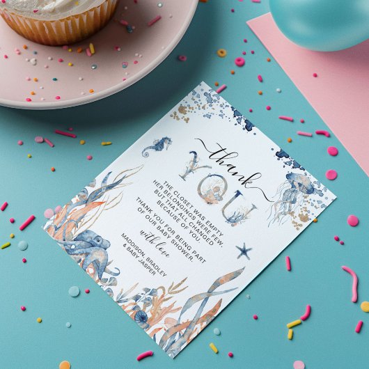 Bezaubernde Untersee-Babydusche Dankeskarte