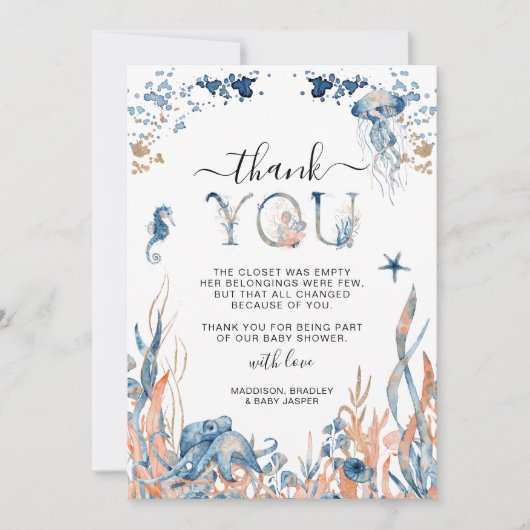 Bezaubernde Untersee-Babydusche Dankeskarte (Vorderseite)
