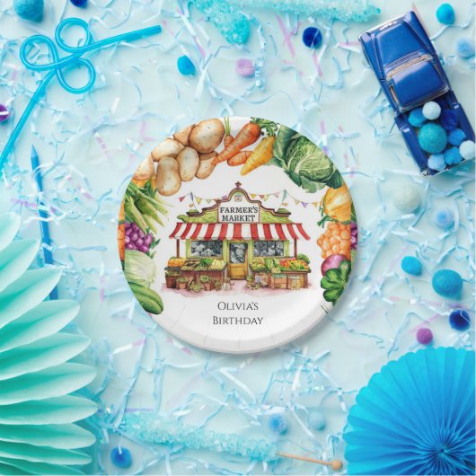 Bezaubernde Veggies-Bauern Markt Geburtstag Pappteller (Party)