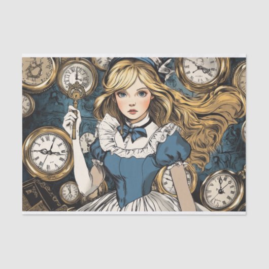 Bezaubernde Vintage Alice im Wunderland Seidenpapier (Vorderseite)