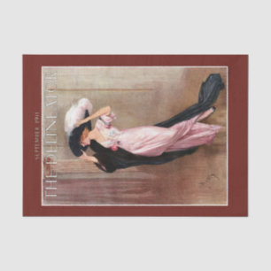 Bezaubernde Vintage Edwardian Frau im rosa Kleid Seidenpapier