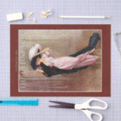 Bezaubernde Vintage Edwardian Frau   im rosa Kleid Seidenpapier (Handwerk)