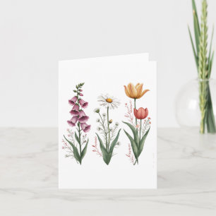 Bezaubernde Vintage Pflanze Foxglove Daisy Tuli Karte