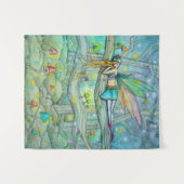 Bezaubernde Wald Fairy und Pilze Fantasy Art Wandteppich (Vorderseite (Horizontal))