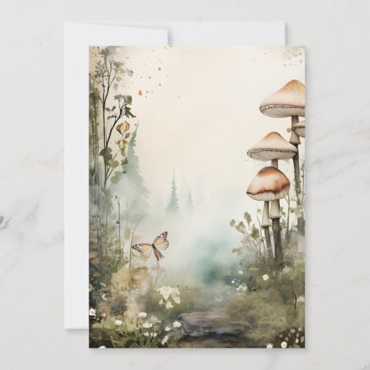 Bezaubernde Wald Pilze Hochzeit Einladung (Rückseite)