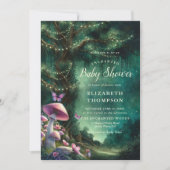 Bezaubernde Wald Pilze Pink Green Baby Dusche Einladung (Vorderseite)