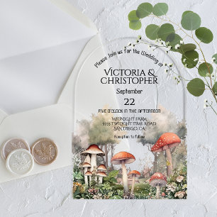 Bezaubernde Wald Toadstool Storybook Hochzeit Acryleinladungen