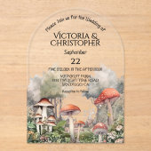 Bezaubernde Wald Toadstool Storybook Hochzeit Acryleinladungen (Vorderseite)