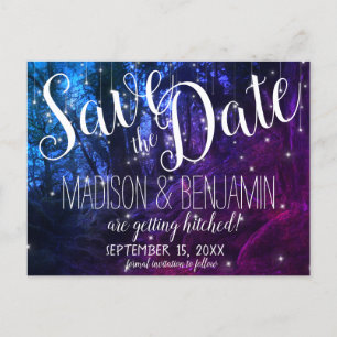 Bezaubernde Waldbäume bemalten Lichter Save the Da Postkarte