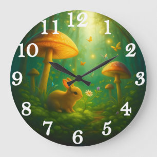 Bezaubernde Waldbunny & Pilze Große Wanduhr
