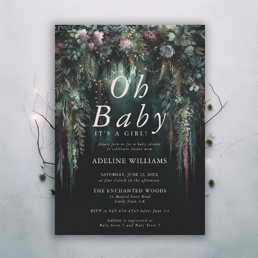 Bezaubernde Walddusche aus Märchenwald Einladung