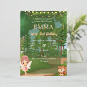 Bezaubernde Waldfamilie zum Geburtstag Einladung (Stehend Vorderseite)