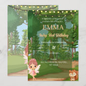 Bezaubernde Waldfamilie zum Geburtstag Einladung (Vorne/Hinten)
