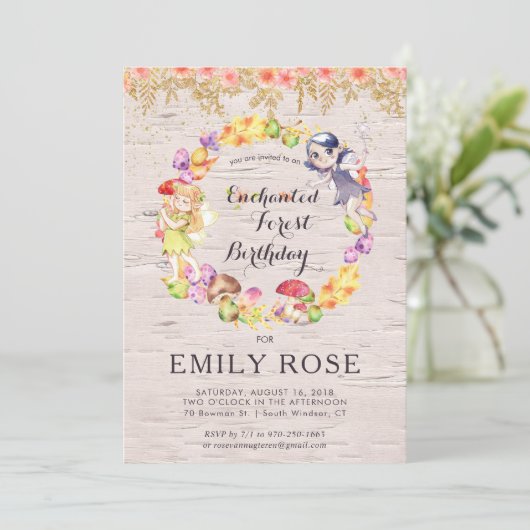 Bezaubernde Waldfamilie zum Geburtstag Einladung (Stehend Vorderseite)