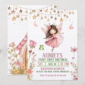 Bezaubernde Waldfarm Einladung zum ersten Geburtst (Vorne/Hinten)