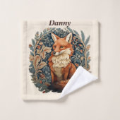 Bezaubernde Waldfoxen mit Individuelle Name Badhandtuch Set (Waschlappen)