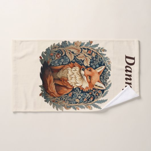 Bezaubernde Waldfoxen mit Individuelle Name Badhandtuch Set (Handtuch)