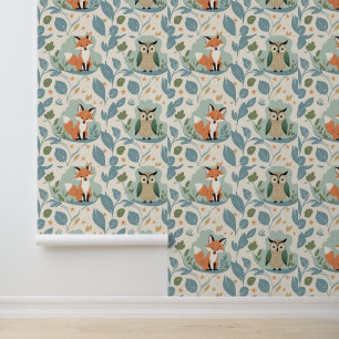 Bezaubernde Waldfreunde Fox & Owl Peel und Stick Tapete