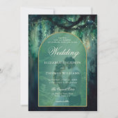 Bezaubernde Waldgrün Boho Arch Foto Hochzeit Einladung (Vorderseite)