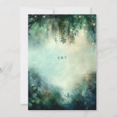 Bezaubernde Waldgrüne Fee Lights Hochzeit Einladung (Rückseite)