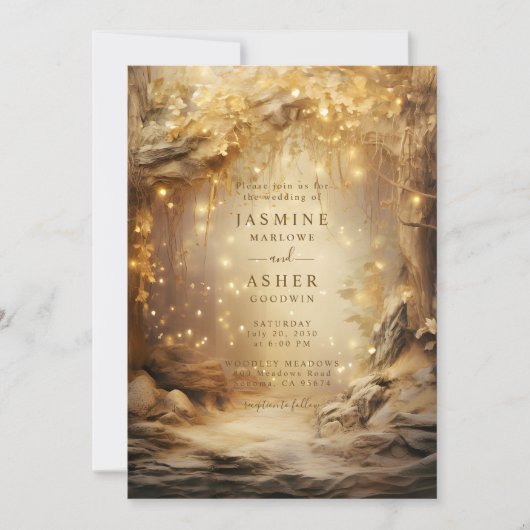 Bezaubernde Waldhochzeit Einladung (Vorderseite)