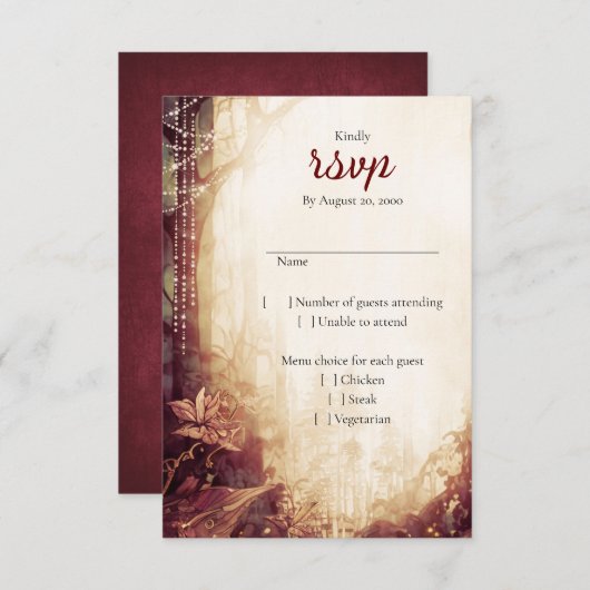Bezaubernde Waldhochzeit RSVP Karte (Vorne/Hinten)