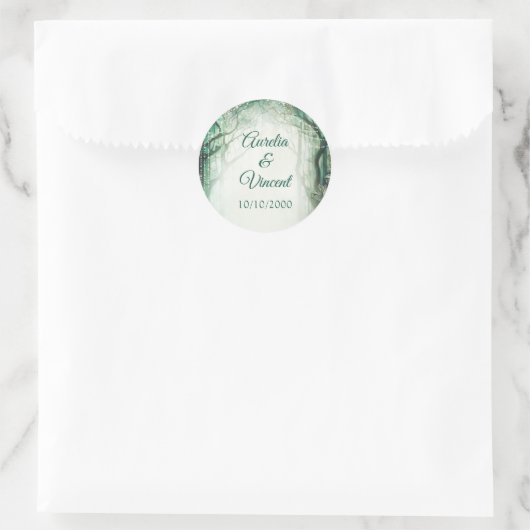 Bezaubernde Waldhochzeit Runder Aufkleber (Tasche)