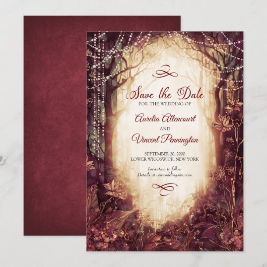 Bezaubernde Waldhochzeit Save The Date (Vorne/Hinten)