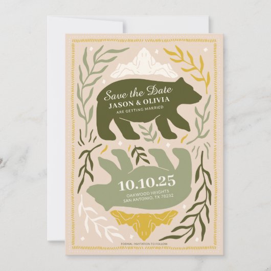 Bezaubernde Waldhochzeit Save The Date (Vorderseite)