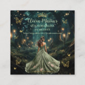 Bezaubernde Waldlandschaft Grüne Quinceñera QR UAW Begleitkarte (Rückseite)