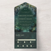 Bezaubernde Waldlandschaft Märchengrün Hochzeit All In One Einladung (Innen Boden)