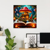 Bezaubernde Waldlandschaft mit Fairies Poster (Heimbüro)