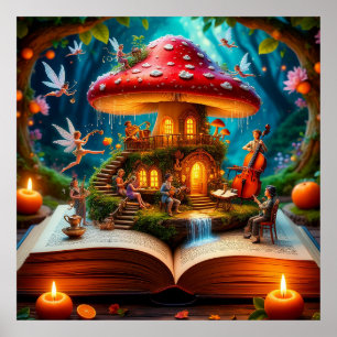 Bezaubernde Waldlandschaft mit Fairies Poster