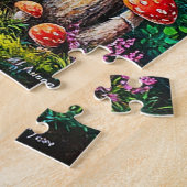 Bezaubernde Waldlandschaft mit farbenfrohen Vögeln Puzzle (Seite)