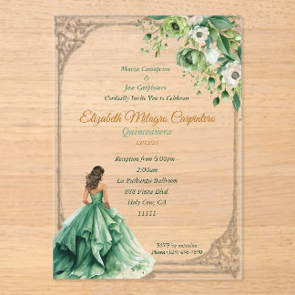 Bezaubernde Waldlandschaft Quinceañera Acryleinladungen