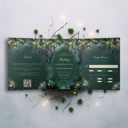 Bezaubernde Waldlandschaften-Märchenmärchen Dreifach Gefaltete Einladung