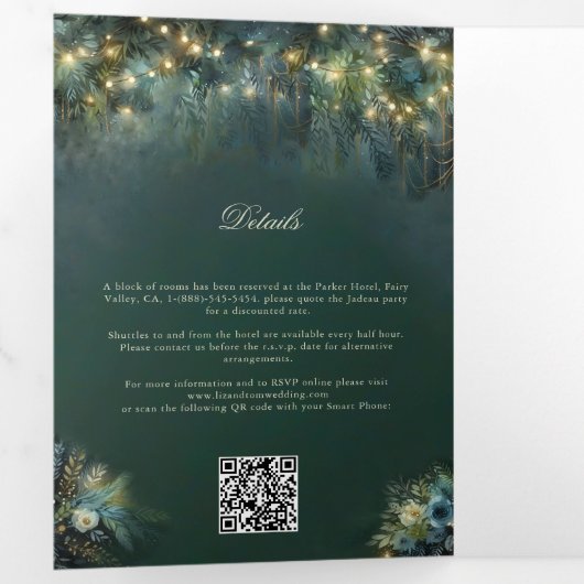 Bezaubernde Waldlandschaften-Märchenmärchen Dreifach Gefaltete Einladung (Innen Erste Seite)